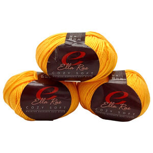 3 Skeins Ella Rae Cozy Soft Yarn Washable Wool Blend Sunflower #26 Discontinued